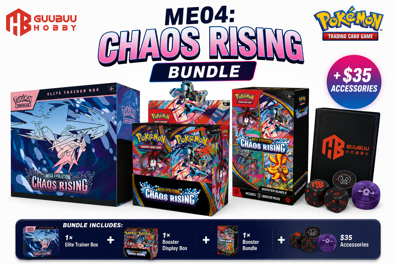 Pokemon TCG: ME04: Chaos Rising MSRP Bundle Pre-Order – GuuBuu Hobby