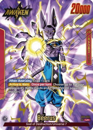 Beerus - FB01-002 (Alternate Art) (FB01-002) - Awakened Pulse Holofoil