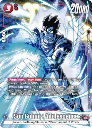Son Gohan : Adolescence - FB02-018 (Alternate Art) (FB02-018) - Blazing Aura Holofoil