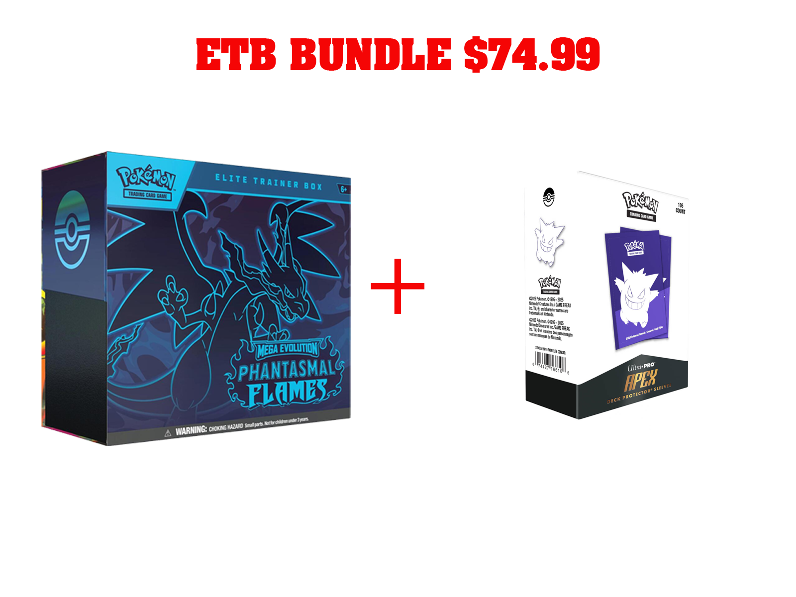 pokemon etb card sleeves Pokemon TCG: Phantasmal Flames ETB with Apex Sleeves Gengar – GuuBuu Hobby