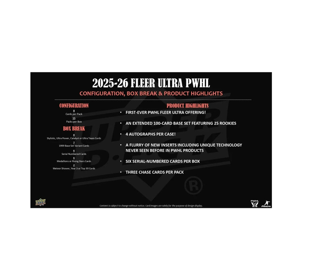 2026 Upper Deck Fleer Ultra PWHL Hockey Hobby 10-Box Case