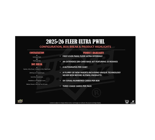 2026 Upper Deck Fleer Ultra PWHL Hockey Hobby 10-Box Case