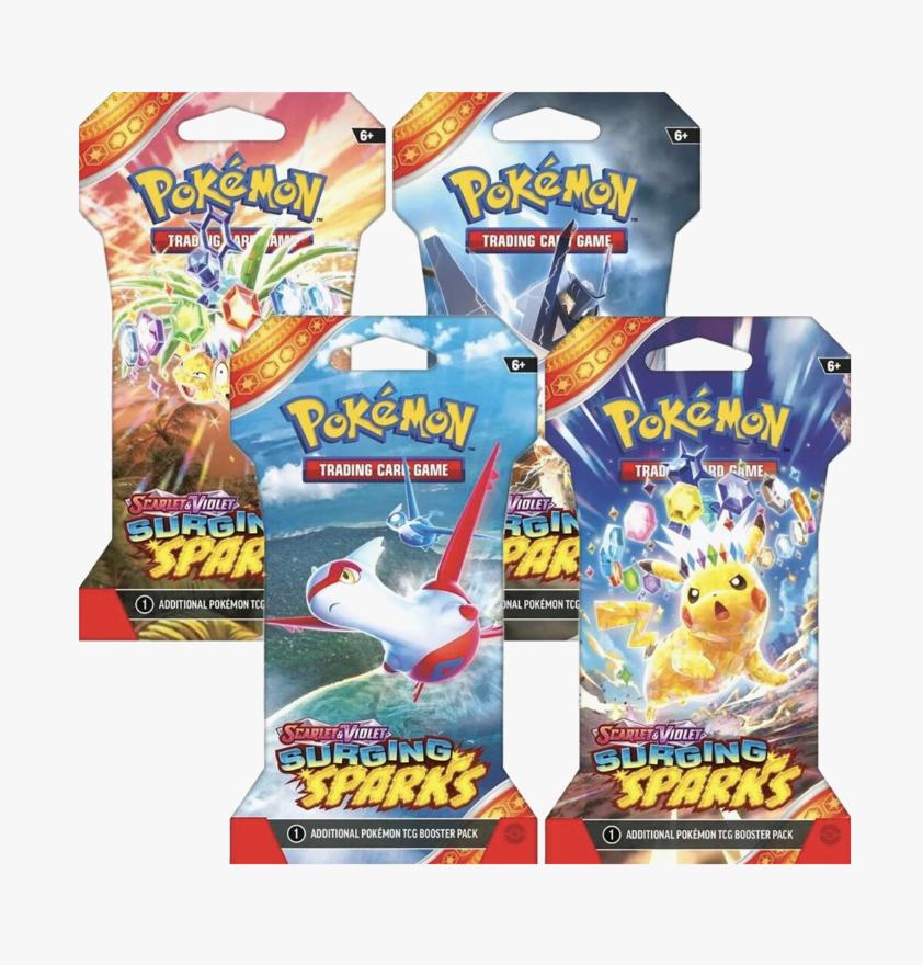 Pokemon Scarlet and Violet 8 (SV08) Surging Sparks Sleeved Booster Pack Bundle [Set of 4]