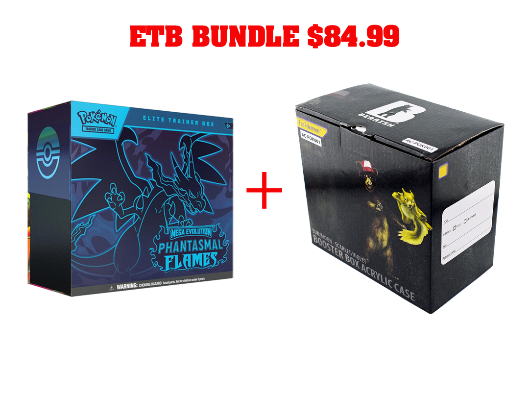 Pokemon TCG: Phantasmal Flames ETB with Bearish Acrylic Case Pokemon for Booster Box Pokemon TCG: Phantasmal Flames ETB with Bearish Acrylic Case Pokemon for Booster Box