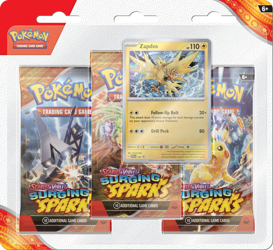 Pokemon Scarlet and Violet 8 (SV08) Surging Sparks 3-Pack Blister - Set of 2