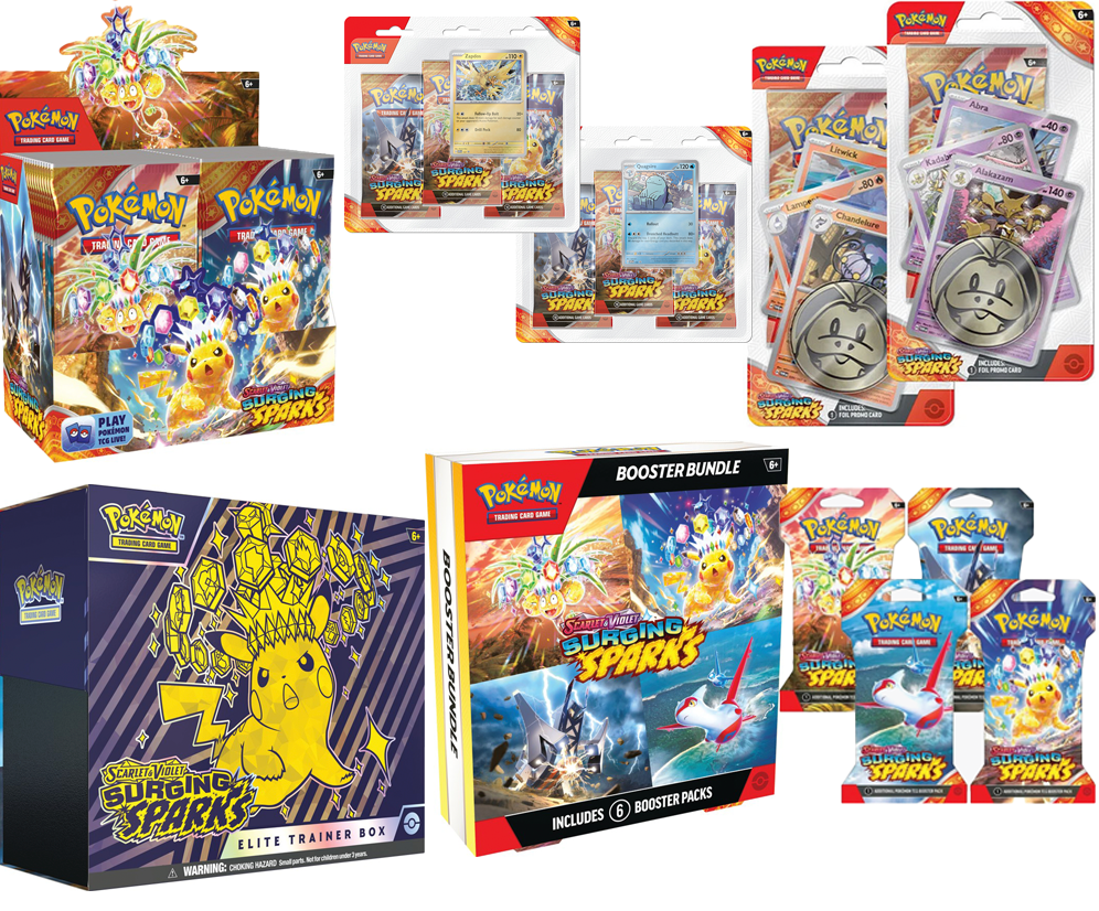 Pokemon Scarlet and Violet 8 (SV08) Surging Sparks - ALL IN ONE Bundle GuuBuu Hobby Pokemon Scarlet and Violet 8 (SV08) Surging Sparks - ALL IN ONE Bundle GuuBuu Hobby