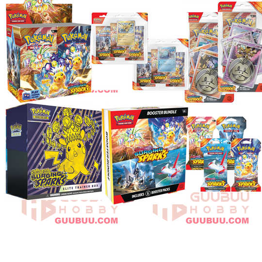 Pokemon Scarlet and Violet 8 (SV08) Surging Sparks - ALL IN ONE Bundle - BEST DEAL